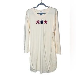 Talbots Intimates Festive Holiday Gifts Cream Christmas Pajamas Night Gown Shirt